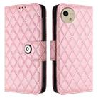 For Sharp Aquos Wish4 SH-52E Rhombic Texture Flip Leather Phone Case with Lanyard(Pink) - 2