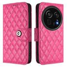 For Sharp Aquos R9 Pro Rhombic Texture Flip Leather Phone Case with Lanyard(Rose Red) - 2