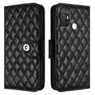 For ZTE Blade A52 Rhombic Texture Flip Leather Phone Case with Lanyard(Black) - 2