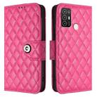 For ZTE Blade A52 Rhombic Texture Flip Leather Phone Case with Lanyard(Rose Red) - 2