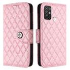 For ZTE Blade A52 Rhombic Texture Flip Leather Phone Case with Lanyard(Pink) - 2