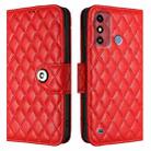 For ZTE Blade A53 Rhombic Texture Flip Leather Phone Case with Lanyard(Red) - 2