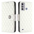 For ZTE Blade A53 Rhombic Texture Flip Leather Phone Case with Lanyard(White) - 2