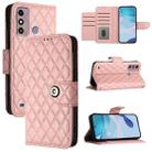 For ZTE Blade A53 Rhombic Texture Flip Leather Phone Case with Lanyard(Coral Pink) - 1