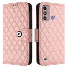 For ZTE Blade A53 Rhombic Texture Flip Leather Phone Case with Lanyard(Coral Pink) - 2