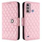 For ZTE Blade A53 Rhombic Texture Flip Leather Phone Case with Lanyard(Pink) - 2