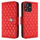 For ZTE Blade A73 4G Rhombic Texture Flip Leather Phone Case with Lanyard(Red) - 2