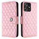 For ZTE Blade A73 4G Rhombic Texture Flip Leather Phone Case with Lanyard(Pink) - 2