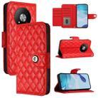 For ZTE Blade A73 5G Rhombic Texture Flip Leather Phone Case with Lanyard(Red) - 1