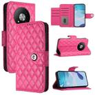 For ZTE Blade A73 5G Rhombic Texture Flip Leather Phone Case with Lanyard(Rose Red) - 1