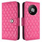 For ZTE Blade A73 5G Rhombic Texture Flip Leather Phone Case with Lanyard(Rose Red) - 2