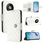 For ZTE Blade A73 5G Rhombic Texture Flip Leather Phone Case with Lanyard(White) - 1