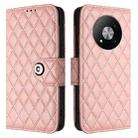 For ZTE Blade A73 5G Rhombic Texture Flip Leather Phone Case with Lanyard(Coral Pink) - 2