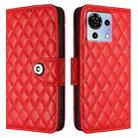 For ZTE Blade V50 Vita Rhombic Texture Flip Leather Phone Case with Lanyard(Red) - 2