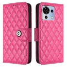 For ZTE Blade V50 Vita Rhombic Texture Flip Leather Phone Case with Lanyard(Rose Red) - 2