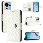 For ZTE Blade V50 Vita Rhombic Texture Flip Leather Phone Case with Lanyard(White) - 1