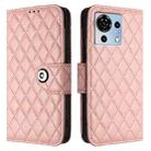 For ZTE Blade V50 Vita Rhombic Texture Flip Leather Phone Case with Lanyard(Coral Pink) - 2