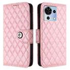 For ZTE Blade V50 Vita Rhombic Texture Flip Leather Phone Case with Lanyard(Pink) - 2