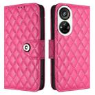 For ZTE Blade V40s Rhombic Texture Flip Leather Phone Case with Lanyard(Rose Red) - 2