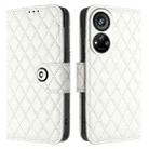 For ZTE Blade V40s Rhombic Texture Flip Leather Phone Case with Lanyard(White) - 2