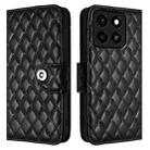 For ZTE Blade A35 / A55 Rhombic Texture Flip Leather Phone Case with Lanyard(Black) - 2