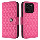 For ZTE Blade A35 / A55 Rhombic Texture Flip Leather Phone Case with Lanyard(Rose Red) - 2