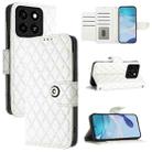 For ZTE Blade A35 / A55 Rhombic Texture Flip Leather Phone Case with Lanyard(White) - 1