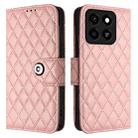 For ZTE Blade A35 / A55 Rhombic Texture Flip Leather Phone Case with Lanyard(Coral Pink) - 2