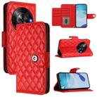 For ZTE Blade A75 5G Rhombic Texture Flip Leather Phone Case with Lanyard(Red) - 1