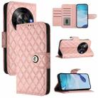 For ZTE Blade A75 5G Rhombic Texture Flip Leather Phone Case with Lanyard(Coral Pink) - 1