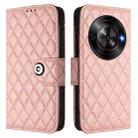 For ZTE Blade A75 5G Rhombic Texture Flip Leather Phone Case with Lanyard(Coral Pink) - 2