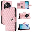 For ZTE Blade A75 5G Rhombic Texture Flip Leather Phone Case with Lanyard(Pink) - 1