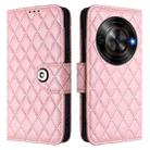 For ZTE Blade A75 5G Rhombic Texture Flip Leather Phone Case with Lanyard(Pink) - 2