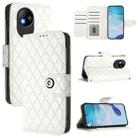 For ZTE Blade A35 Lite Rhombic Texture Flip Leather Phone Case with Lanyard(White) - 1