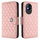 For ZTE Blade A35 Lite Rhombic Texture Flip Leather Phone Case with Lanyard(Coral Pink) - 2