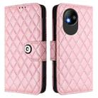 For ZTE Blade A35 Lite Rhombic Texture Flip Leather Phone Case with Lanyard(Pink) - 2