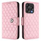 For ZTE Blade V70 Design Rhombic Texture Flip Leather Phone Case with Lanyard(Pink) - 2