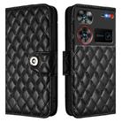 For ZTE nubia Z60 Ultra Rhombic Texture Flip Leather Phone Case with Lanyard(Black) - 2