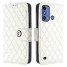 For ZTE Blade A53 Pro Rhombic Texture Flip Leather Phone Case with Lanyard(White) - 2
