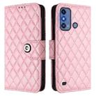 For ZTE Blade A53 Pro Rhombic Texture Flip Leather Phone Case with Lanyard(Pink) - 2
