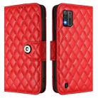 For ZTE Blade A52 Lite Rhombic Texture Flip Leather Phone Case with Lanyard(Red) - 2