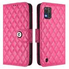 For ZTE Blade A52 Lite Rhombic Texture Flip Leather Phone Case with Lanyard(Rose Red) - 2