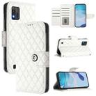 For ZTE Blade A52 Lite Rhombic Texture Flip Leather Phone Case with Lanyard(White) - 1
