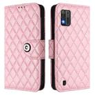 For ZTE Blade A52 Lite Rhombic Texture Flip Leather Phone Case with Lanyard(Pink) - 2