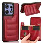 For Motorola Edge 50 Pro Cow Pattern Sewing Card Bag Phone Case(Red) - 1