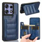 For Motorola Edge 50 Pro Cow Pattern Sewing Card Bag Phone Case(Blue) - 1