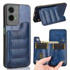 For Motorola Moto G35 5G Cow Pattern Sewing Card Bag Phone Case(Blue) - 1