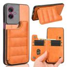 For Motorola Moto G55 5G Cow Pattern Sewing Card Bag Phone Case(Orange) - 1