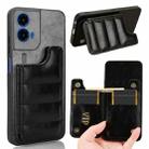 For Motorola Moto G45 5G Cow Pattern Sewing Card Bag Phone Case(Black) - 1