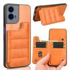 For Motorola Moto G45 5G Cow Pattern Sewing Card Bag Phone Case(Orange) - 1